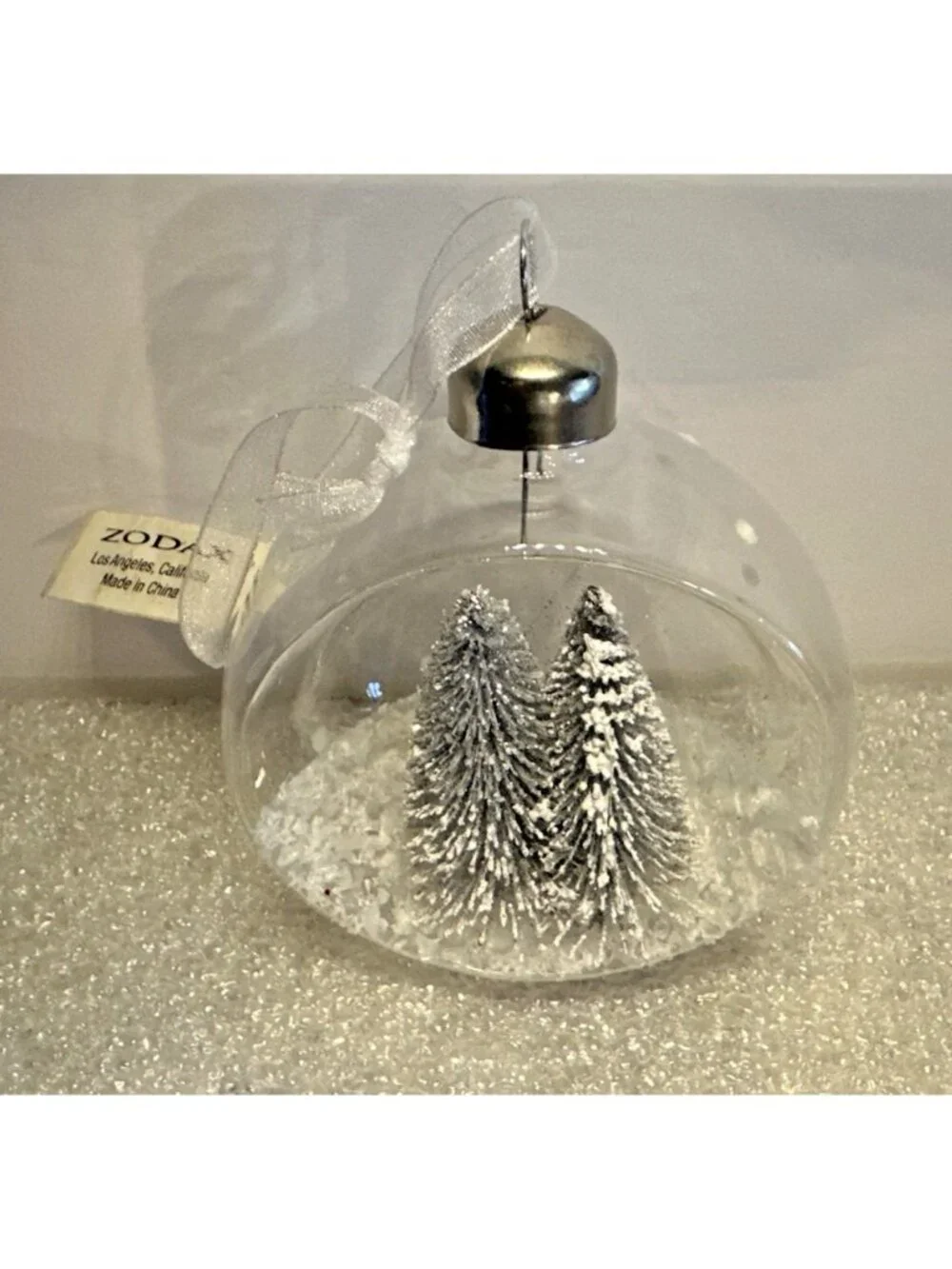 Zodax Clear Glass Diorama Christmas Ornament 3.5